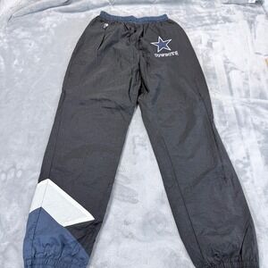 Mens‎ Vintage Pro Player Dallas Cowboys Nylon Track Pants Black Navy Blue Medium